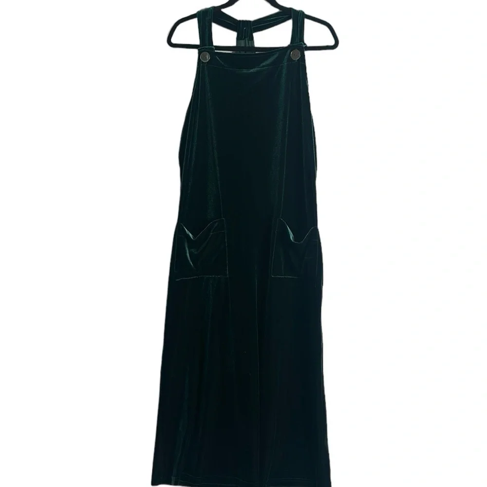 Carol Anderson green velvet midi dress size large - Picture 2 of 8